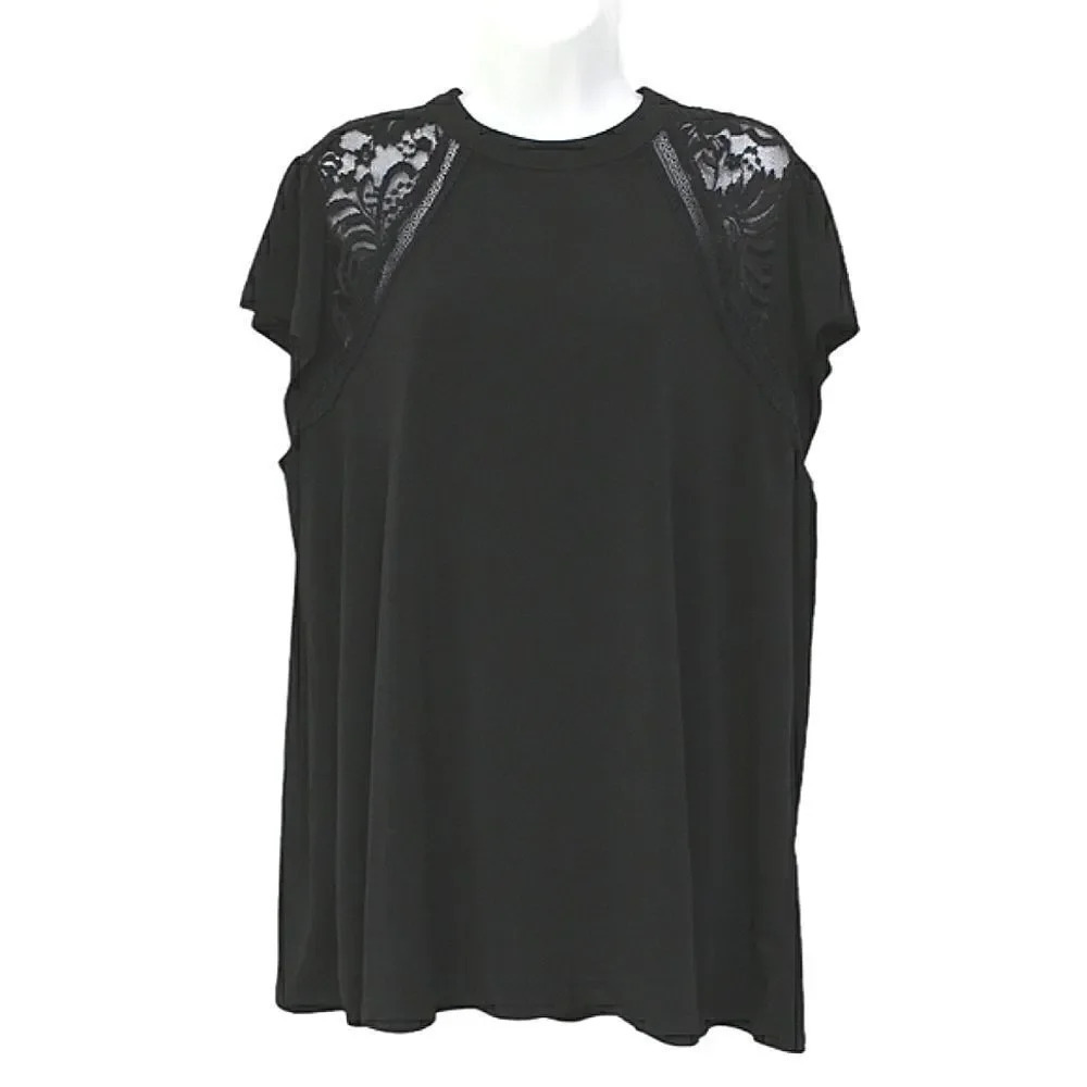 Torrid 2 cap sleeve lace accent blouse 